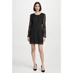 H&M Black Lace Dress Sheer Sleeves‎ Size 6